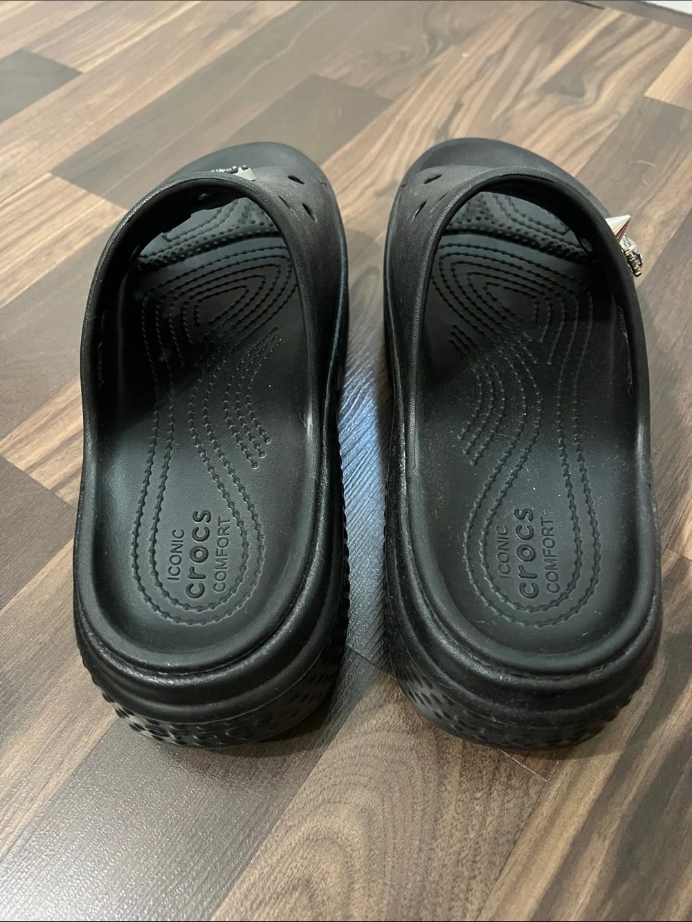 Black Crocs Platform Slide Sandals. Taylor Swift Reputation inspired.